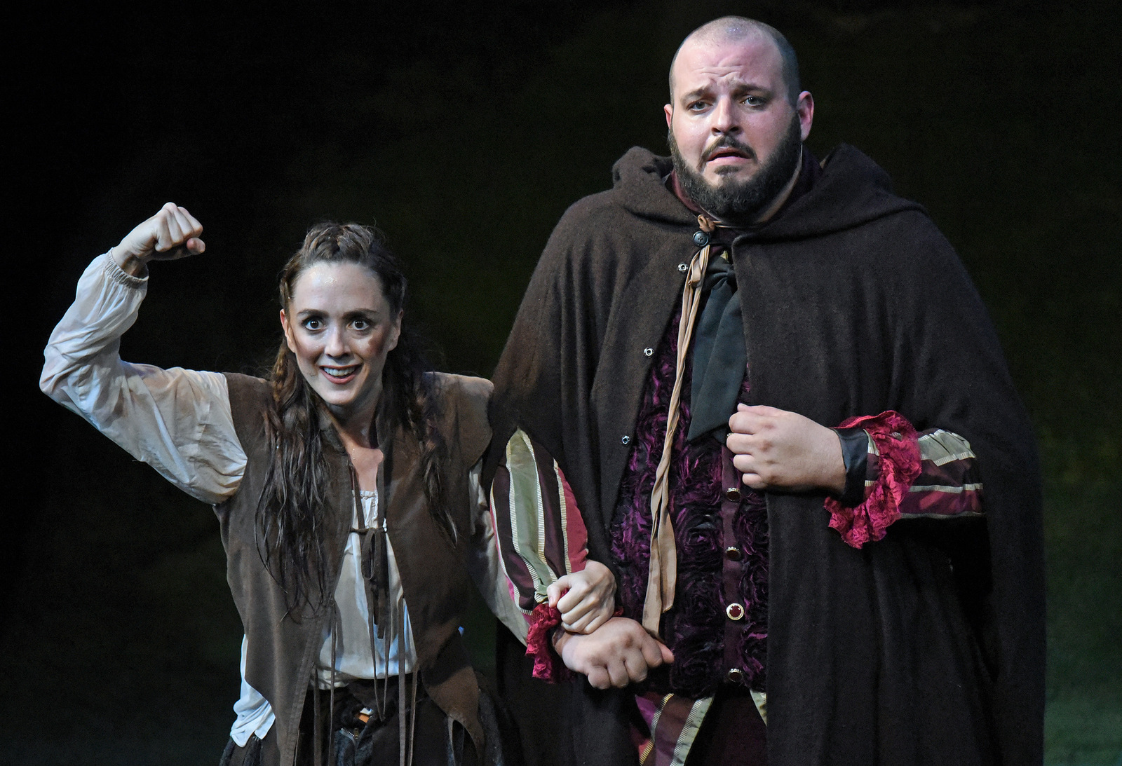 Vesturport and The Wallis’ The Heart of Robin Hood. Pictured (l-r): Christina Bennett Lind and Daniel Franzese. Photo credit: Kevin Parry for The Wallis.